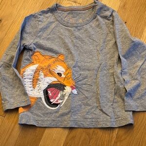 Gray Tiger Embroidered Kids Shirt